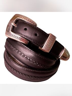 Vintage 90s Onyx by Brighton Black Leather Braided Belt